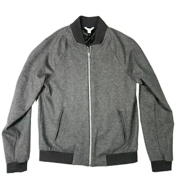 Calvin Klein Bomber Jacket Mens Small Gray Knit‎ Lined Inside Pocket Stretch - Picture 1 of 16
